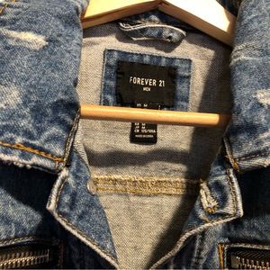 Blue ripped Jean jacket for men